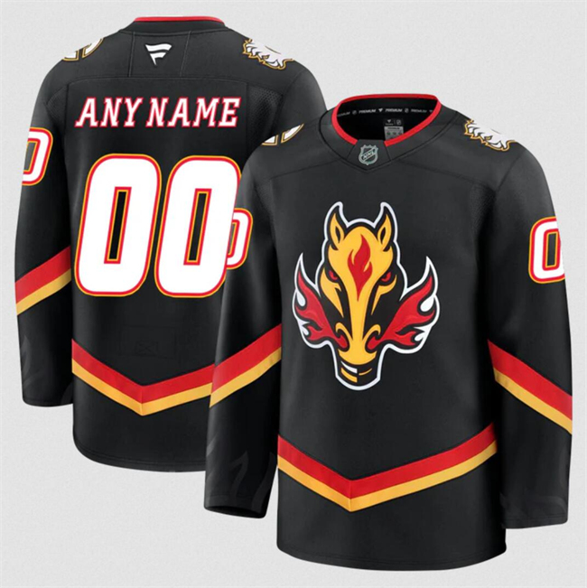 Men's Calgary Flames Active Player Custom Black 2024-25 Alternate Stitched Hockey Jersey
